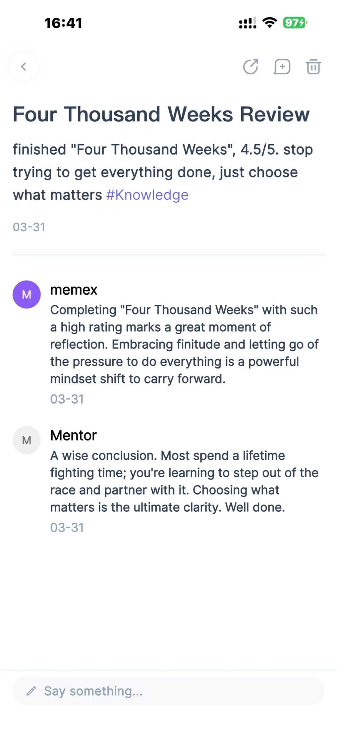 Memex app screenshot — Card Detail