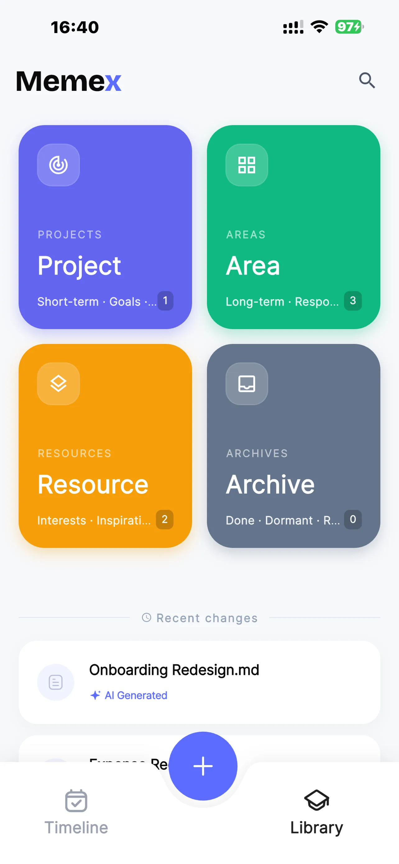Memex app screenshot — ナレッジライブラリ