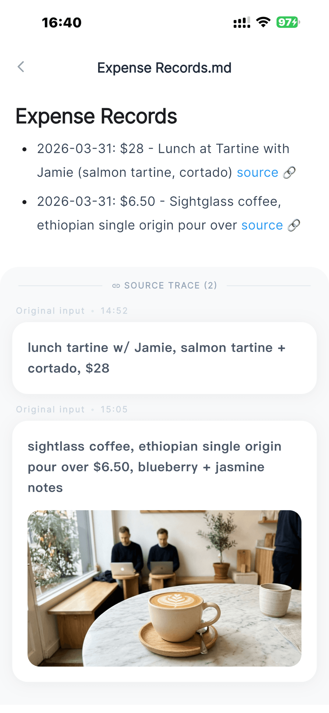 Memex app screenshot — Markdown 笔记