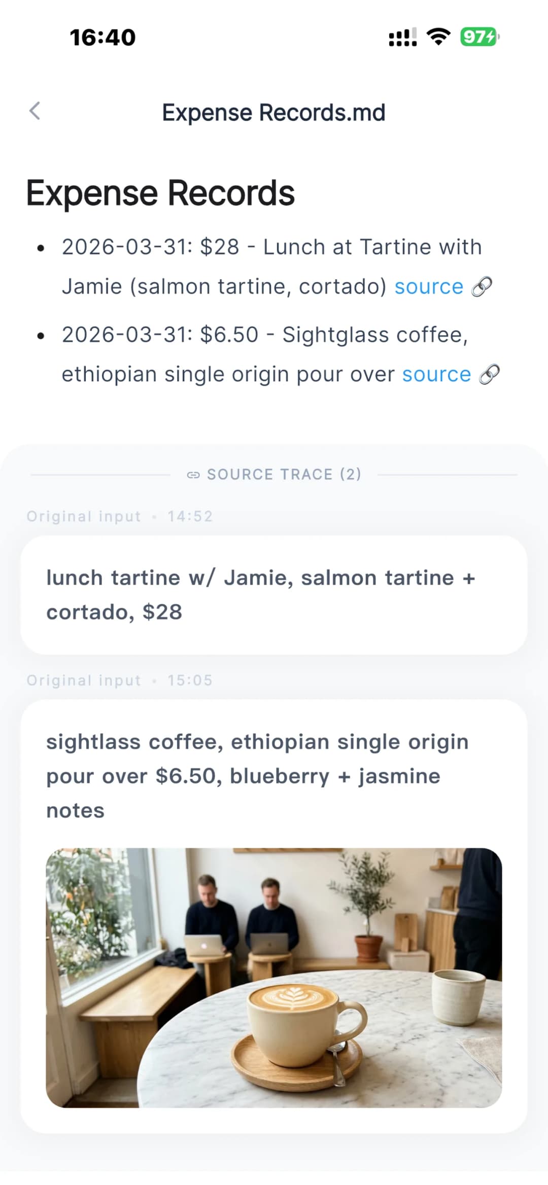 Memex app screenshot — Markdown ノート